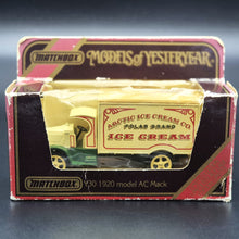 Load image into Gallery viewer, Matchbox 1920 Model Mack AC White/Green Arctic Polar Brand Ice Cream Models Of Yesteryear Y-30