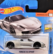 Load image into Gallery viewer, Hot Wheels 2018 Porsche 918 Spyder Silver #184 Factory Fresh 2/10 New