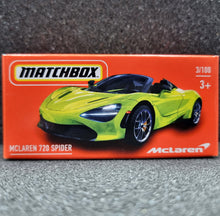 Load image into Gallery viewer, Matchbox 2022 McLaren 720S Spider Lime MBX Showroom #3 New Sealed Box