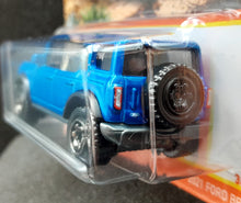 Load image into Gallery viewer, Matchbox 2022 '21 Ford Bronco Blue MBX Off-Road #34/100 New Long Card