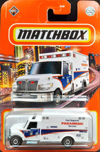Load image into Gallery viewer, Matchbox 2022 International Terrastar Ambulance White #36 MBX Metro New Long Card