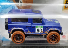 Load image into Gallery viewer, Hot Wheels 2021 Land Rover Defender 90 Blue #32 Baja Blazers 4/10 New Long Card