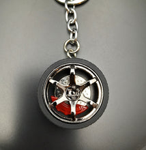 Load image into Gallery viewer, Key Ring/Chain - Explorafind 6 Spoke Dark Alloy Rim with Brake Disc
