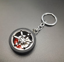 Load image into Gallery viewer, Key Ring/Chain - Explorafind 6 Spoke Dark Alloy Rim with Brake Disc