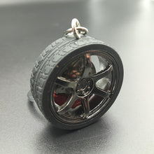 Load image into Gallery viewer, Key Ring/Chain - Explorafind 6 Spoke Dark Alloy Rim with Brake Disc