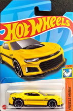 Load image into Gallery viewer, Hot Wheels 2023 2017 Camaro ZL1 Yellow #135 Muscle Mania 5/10 New Long Card