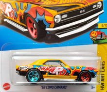 Load image into Gallery viewer, Hot Wheels 2023 '68 Copo Camaro Yellow #63 HW Art Cars 5/10 New Long Card