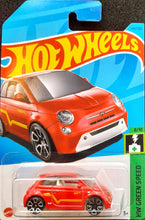 Load image into Gallery viewer, Hot Wheels 2023 Fiat 500e Red #144 HW Green Speed 8/10 New Long Card