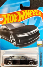 Load image into Gallery viewer, Hot Wheels 2023 Lucid Air Black #97 Factory Fresh 1/5 New Long Card