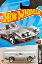 Load image into Gallery viewer, Hot Wheels 2023 '72 Stingray Convertible SIlver #132 HW Roadsters 8/10 New Long Card