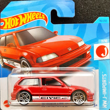 Load image into Gallery viewer, Hot Wheels 2023 '90 Honda Civic EF Red #96 HW J-Imports 7/10 New