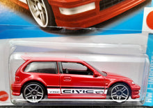 Load image into Gallery viewer, Hot Wheels 2023 '90 Honda Civic EF Red #96 HW J-Imports 7/10 New Long Card