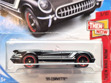 Load image into Gallery viewer, Hot Wheels 2018 '55 Corvette Black #45 Then & Now 3/10 New Long Card