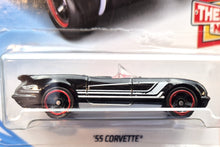 Load image into Gallery viewer, Hot Wheels 2018 '55 Corvette Black #45 Then & Now 3/10 New Long Card