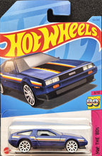 Load image into Gallery viewer, Hot Wheels 2023 DMC Delorean Matte Dark Blue #101 HW: The '80s 8/10 New Long Card