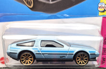 Load image into Gallery viewer, Hot Wheels 2023 DMC Delorean Pale Blue #101 HW: The '80s 8/10 New Long Card