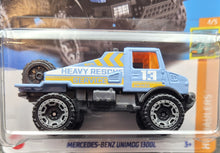 Load image into Gallery viewer, Hot Wheels 2023 Mercedes-Benz Unimog 1300L Light Blue #61 HW Haulers 4/5 New Long Card