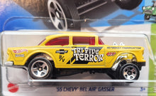 Load image into Gallery viewer, Hot Wheels 2023 '55 Chevy Bel Air Gasser Yellow #110 HW Gassers 1/5 New Long Card