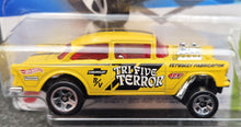 Load image into Gallery viewer, Hot Wheels 2023 '55 Chevy Bel Air Gasser Yellow #110 HW Gassers 1/5 New Long Card