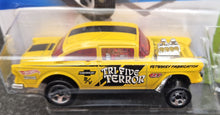 Load image into Gallery viewer, Hot Wheels 2023 '55 Chevy Bel Air Gasser Yellow #110 HW Gassers 1/5 New Long Card