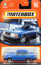 Load image into Gallery viewer, Matchbox 2023 1986 Volvo 240 Light Blue #99 MBX Showroom New Long Card