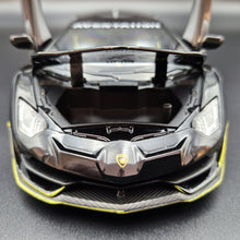 Load image into Gallery viewer, Explorafind 2023 Lamborghini Aventador SVJ 63 Black 1:24 Die Cast Car