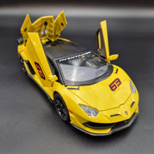Load image into Gallery viewer, Explorafind 2023 Lamborghini Aventador SVJ 63 Yellow 1:24 Die Cast Car