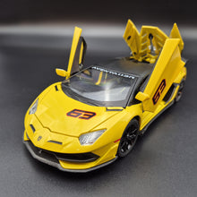 Load image into Gallery viewer, Explorafind 2023 Lamborghini Aventador SVJ 63 Yellow 1:24 Die Cast Car