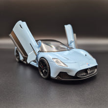 Load image into Gallery viewer, Explorafind 2023 Maserati MC20 Sky Blue 1:24 Die Cast Car