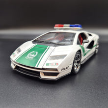 Load image into Gallery viewer, Explorafind 2023 Lamborghini Countach LPI 800-4 Dubai Police White 1:24 Die Cast Police Car