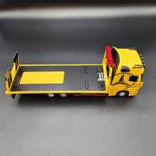 Load image into Gallery viewer, Explorafind 2023 Mercedes-Benz Actros Truck with Tilt Tray Yellow 1:24 Die Cast Truck