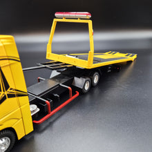 Load image into Gallery viewer, Explorafind 2023 Mercedes-Benz Actros Truck with Tilt Tray Yellow 1:24 Die Cast Truck