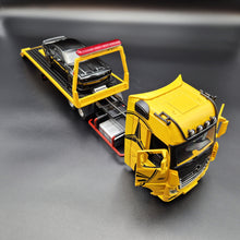 Load image into Gallery viewer, Explorafind 2023 Mercedes-Benz Actros Truck with Tilt Tray Yellow 1:24 Die Cast Truck