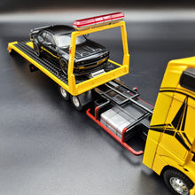 Load image into Gallery viewer, Explorafind 2023 Mercedes-Benz Actros Truck with Tilt Tray Yellow 1:24 Die Cast Truck