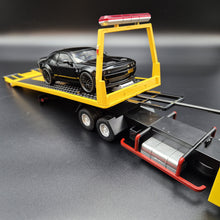 Load image into Gallery viewer, Explorafind 2023 Mercedes-Benz Actros Truck with Tilt Tray Yellow 1:24 Die Cast Truck