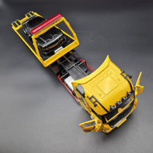 Load image into Gallery viewer, Explorafind 2023 Mercedes-Benz Actros Truck with Tilt Tray Yellow 1:24 Die Cast Truck
