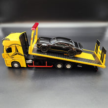 Load image into Gallery viewer, Explorafind 2023 Mercedes-Benz Actros Truck with Tilt Tray Yellow 1:24 Die Cast Truck