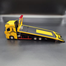 Load image into Gallery viewer, Explorafind 2023 Mercedes-Benz Actros Truck with Tilt Tray Yellow 1:24 Die Cast Truck