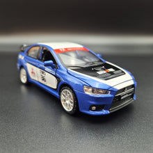 Load image into Gallery viewer, Explorafind 2015 Mitsubishi Lancer Evolution Blue 1:32 Die Cast Car