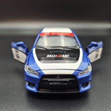 Load image into Gallery viewer, Explorafind 2015 Mitsubishi Lancer Evolution Blue 1:32 Die Cast Car