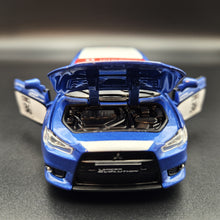Load image into Gallery viewer, Explorafind 2015 Mitsubishi Lancer Evolution Blue 1:32 Die Cast Car