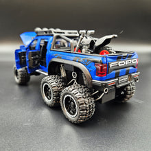 Load image into Gallery viewer, Explorafind 2023 Ford Raptor F-150 6x6 Blue 1:24 Die Cast Pickup