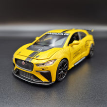 Load image into Gallery viewer, Explorafind 2019 Jaguar I-Pace e-Trophy Yellow 1:32 Die Cast Car