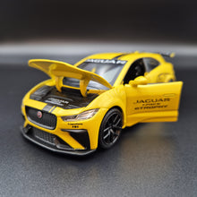 Load image into Gallery viewer, Explorafind 2019 Jaguar I-Pace e-Trophy Yellow 1:32 Die Cast Car