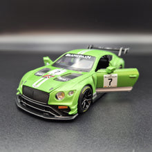 Load image into Gallery viewer, Explorafind 2018 Bentley Continental GT3 Satin Green 1:32 Die Cast Car