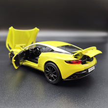 Load image into Gallery viewer, Explorafind 2022 Aston Martin DB11 AMR Neon Yellow 1:32 Die Cast Car