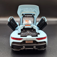 Load image into Gallery viewer, Explorafind 2023 Maserati MC20 Gulf Blue 1:32 Die Cast Car