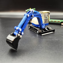 Load image into Gallery viewer, Explorafind 2011 DAF XF105 Style Low Loader Truck with Terex HR32 Excavator Blue/Green 1:50 Die Cast