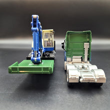 Load image into Gallery viewer, Explorafind 2011 DAF XF105 Style Low Loader Truck with Terex HR32 Excavator Blue/Green 1:50 Die Cast