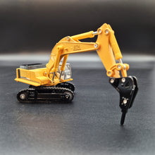 Load image into Gallery viewer, Explorafind Liebherr Style 974 Excavator with Hammer/Drill Implement Yellow 1:87 Die Cast